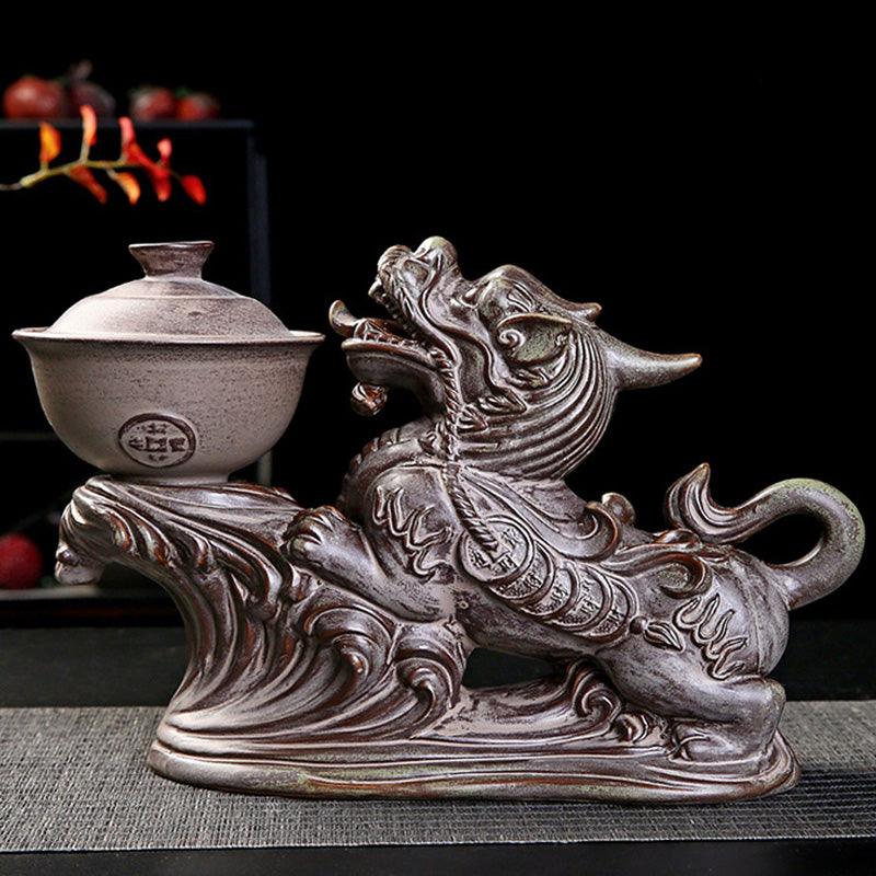 Purple sand relief Pixiu dragon Kung Fu tea brewing tool - Teas Story