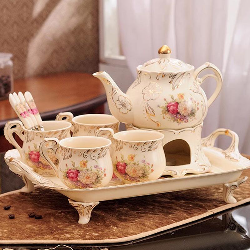 Retro Flower Tea Set | Ceramic Candle Heating Infuser - Teas Story