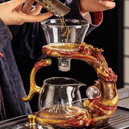 Glass automatic tea set with dragon base | wedding gift - Teas Story