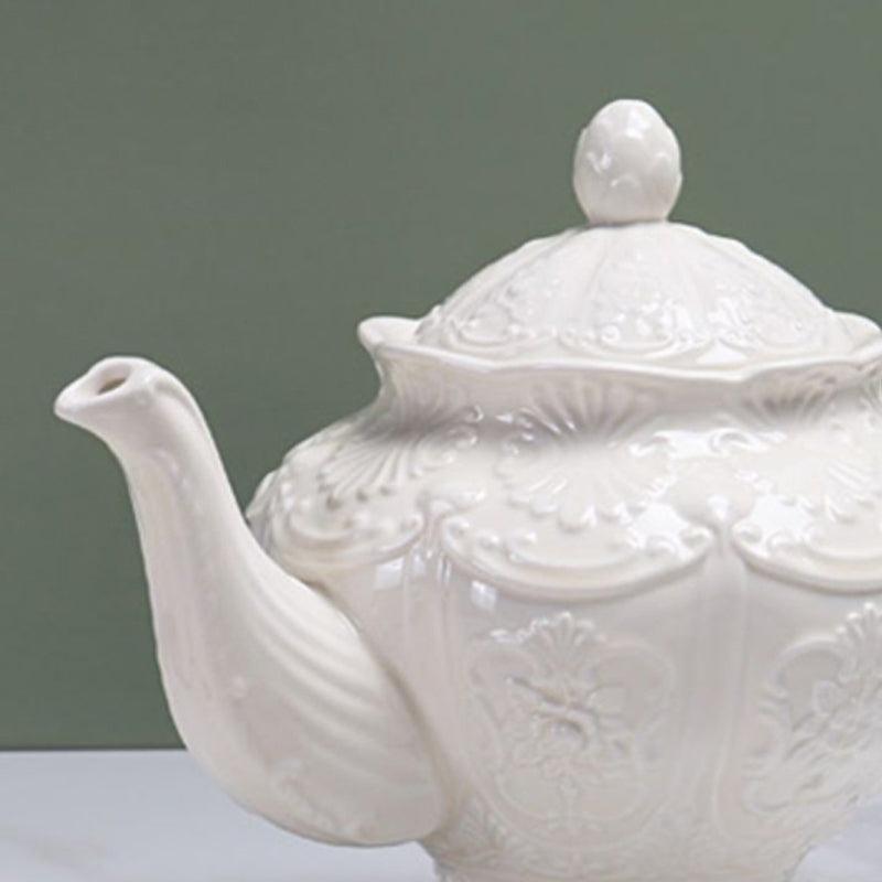 Nordic Simple Embossed Ceramic Tea Set | Retro Ceramic Coffee Set - Teas Story
