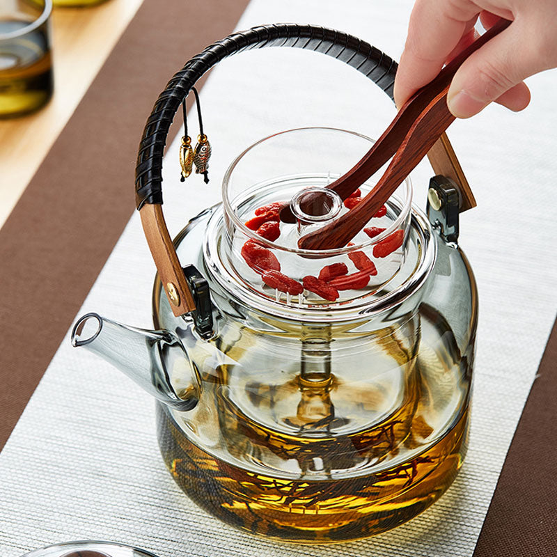 Glass steaming teapot | heat resistant glass teapot | kettle