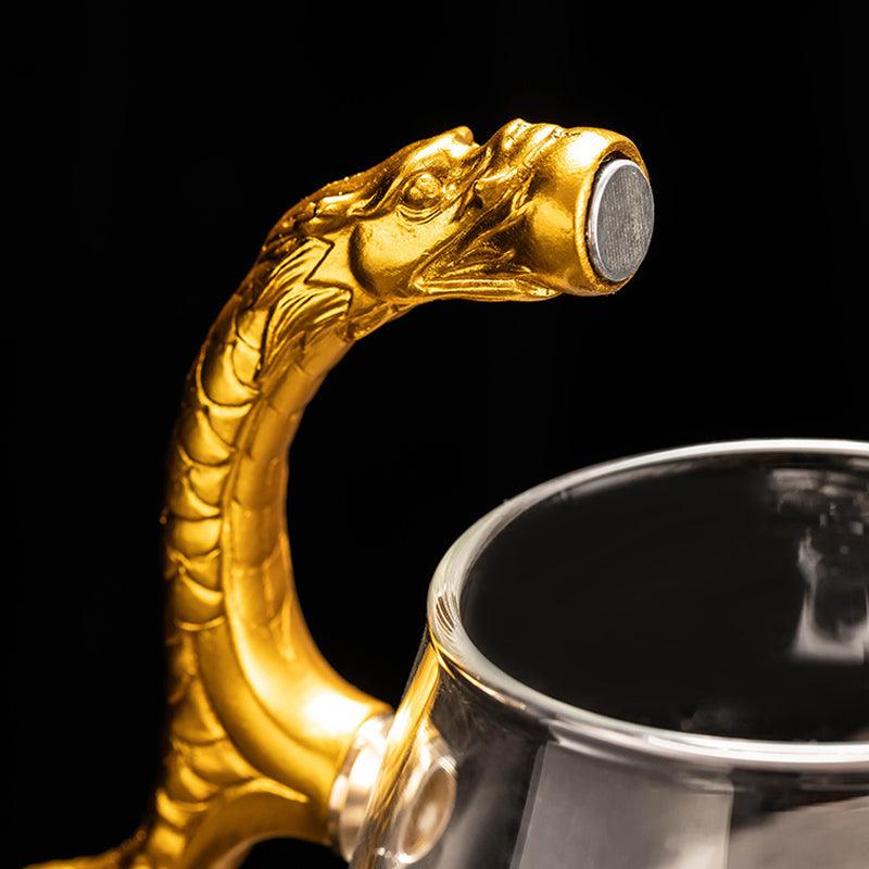 Embossed auspicious dragon glass automatic tea set | magnetic tea maker - Teas Story
