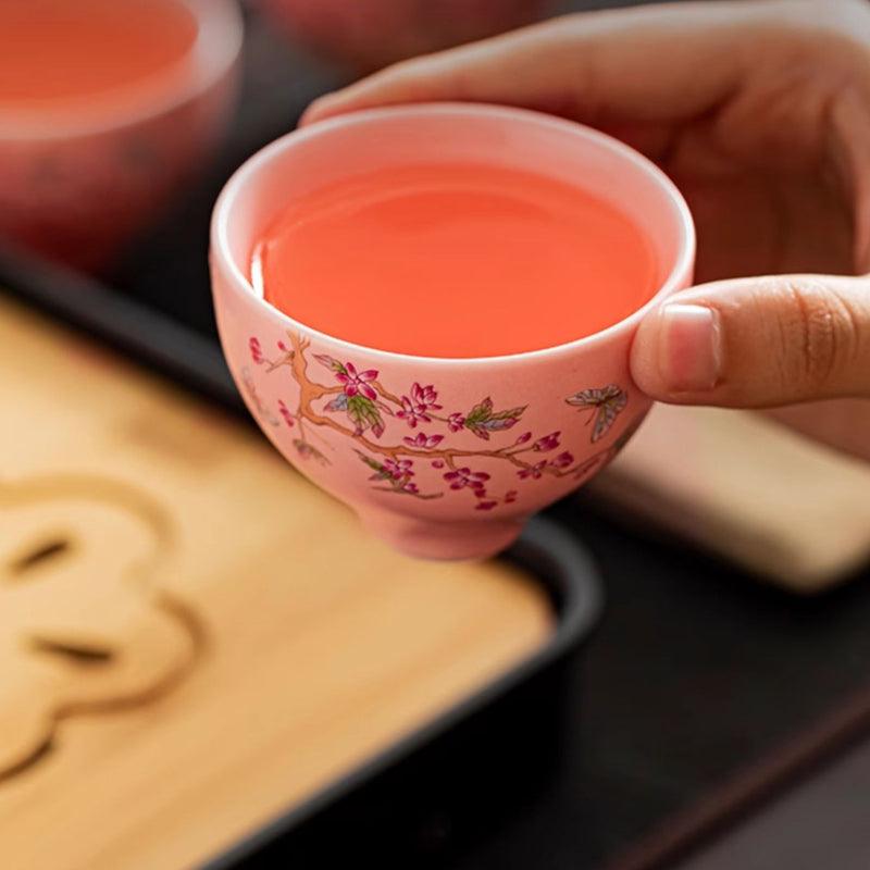 Travel Tea Set | Pink Glaze Wisteria Portable Outdoor Kung Fu Tea Set