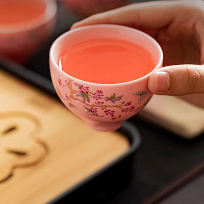 Travel Tea Set | Pink Glaze Wisteria Portable Outdoor Kung Fu Tea Set