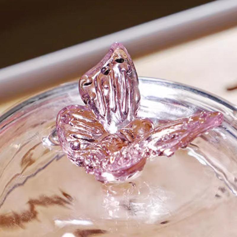 Glass Teapot | Pink Butterfly Teapot | Tea And Water Separation Teapot - Teas Story