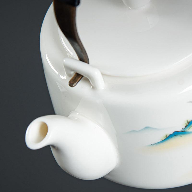 Mutton Fat Jade Kung Fu Tea Set, Retro Ceramic Tea Set, Teapot Tea Set - Teas Story