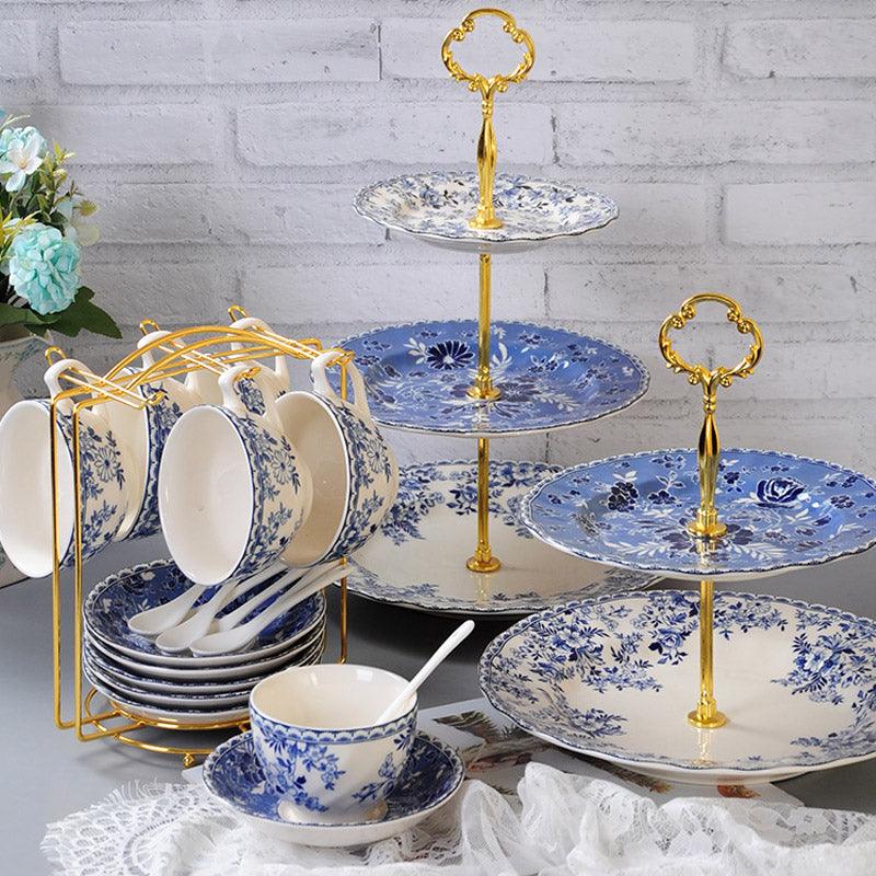 Blue White Porcelain Ceramic Tea Set | Vintage Ceramic Coffee Set - Teas Story