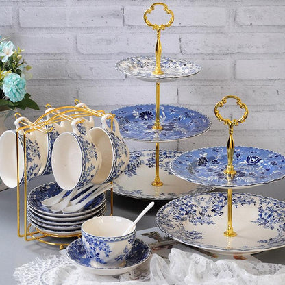 Blue White Porcelain Ceramic Tea Set | Vintage Ceramic Coffee Set - Teas Story