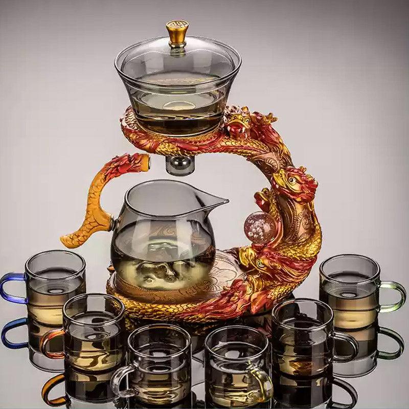 Retro relief glass automatic tea set | Creative tea set - Teas Story