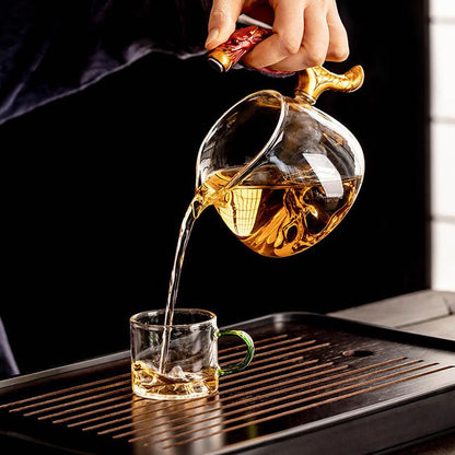 Glass automatic tea set with dragon base | wedding gift - Teas Story