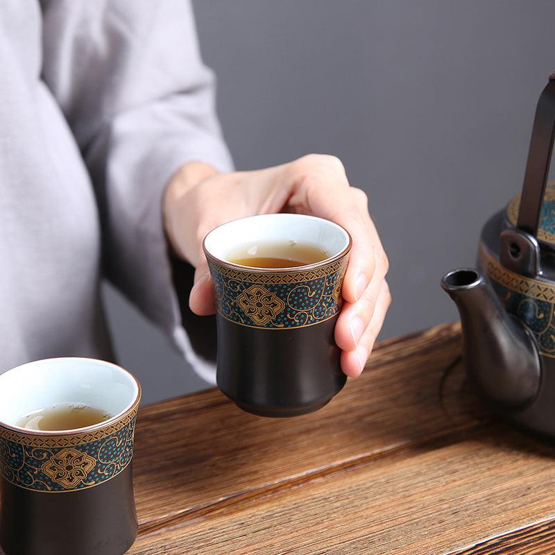 Black Vintage Ceramic Tea Set | Japanese Tea Set | Teapot Teacup - Teas Story