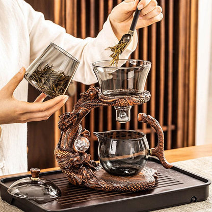 Glass automatic tea set | Embossed magnetic tea set - Teas Story