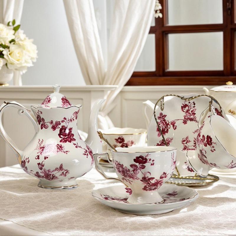 European Rose Ceramic Tea Set | Retro Coffee Set | Teapot Tea Set - Teas Story