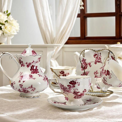 European Rose Ceramic Tea Set | Retro Coffee Set | Teapot Tea Set - Teas Story