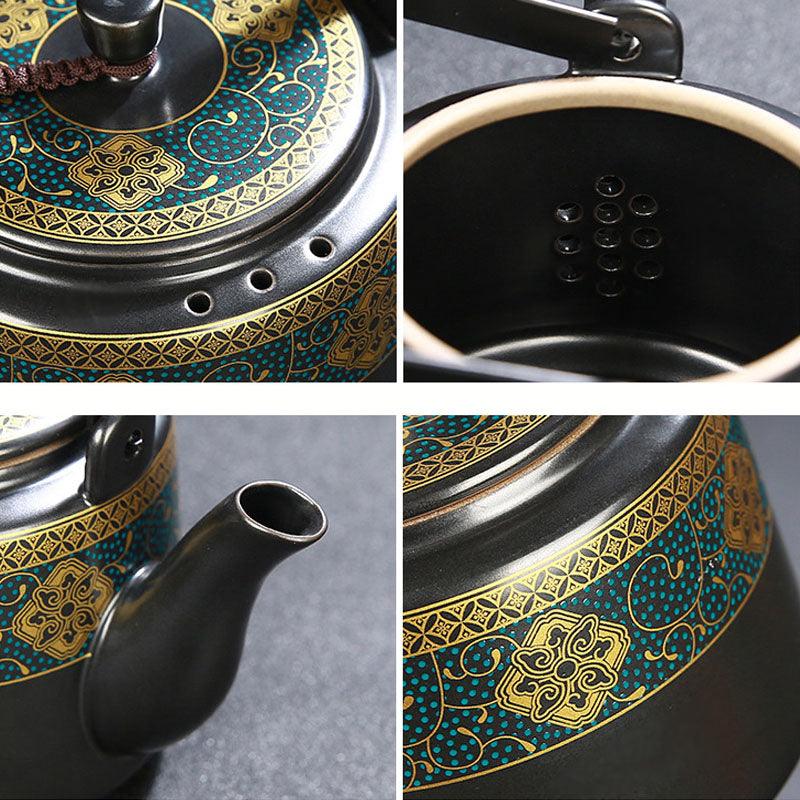 Black Vintage Ceramic Tea Set | Japanese Tea Set | Teapot Teacup - Teas Story