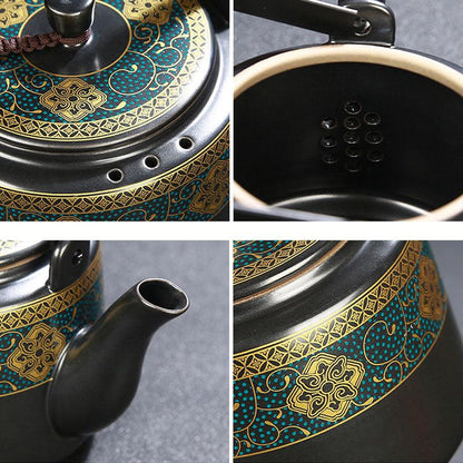 Black Vintage Ceramic Tea Set | Japanese Tea Set | Teapot Teacup - Teas Story