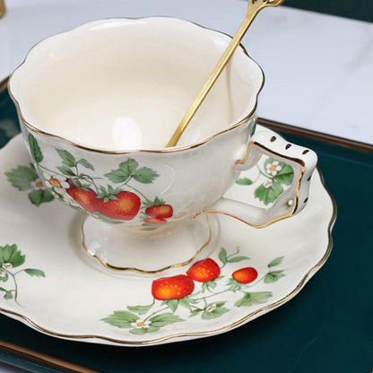 Strawberry pattern vintage ceramic coffee set | Afternoon tea set