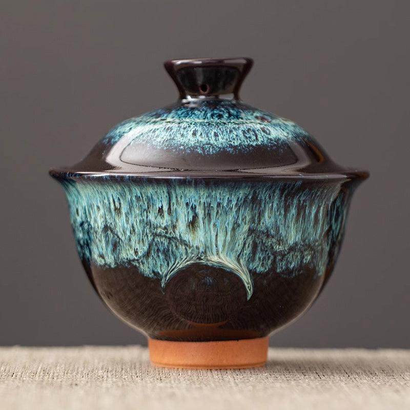Retro relief auspicious dragon lazy rotating water Kung Fu tea set