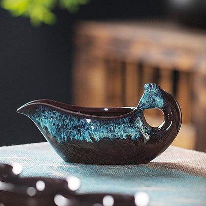 Retro kiln-changed ceramic Pixiu rotating tea maker anti-scald tea set - Teas Story