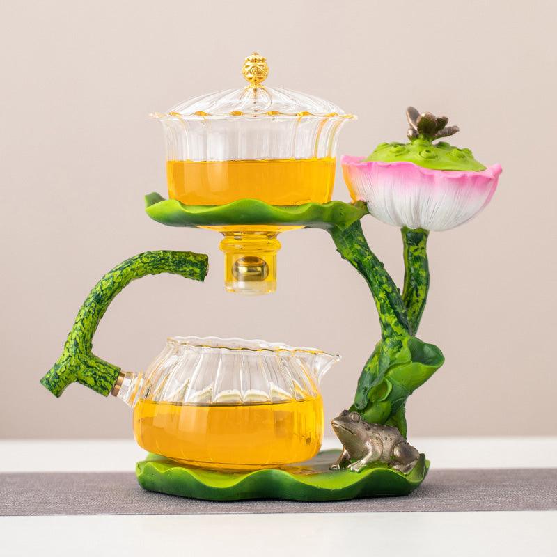 Lotus Glass Automatic Tea Set | Creative Tea Brewing Tool | Glass Teapot Set - Teas Story