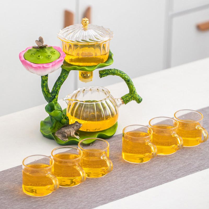 Lotus Glass Automatic Tea Set | Creative Tea Brewing Tool | Glass Teapot Set - Teas Story