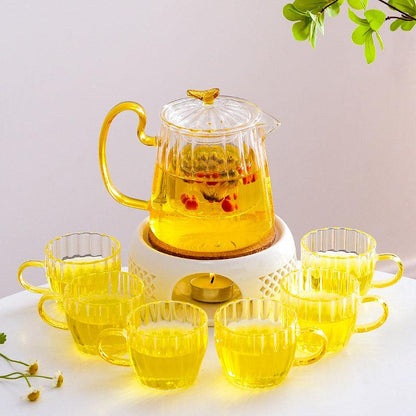 Glass Tea Set | Tea Water Separation Teapot | Candle Heater Teapot - Teas Story