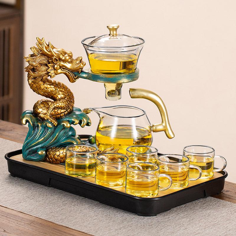Dragon Glass Automatic Tea Set | Magnetic Heat-resistant Glass Tea Set - Teas Story