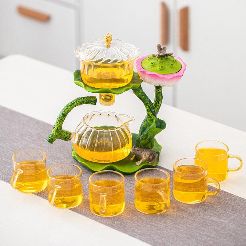 Lotus Glass Automatic Tea Set | Creative Tea Brewing Tool | Glass Teapot Set - Teas Story