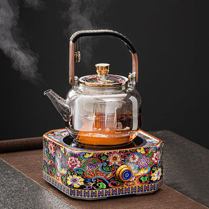 Enamel tea maker | Painted electric ceramic stove | High temperature resistant glass pot - Teas Story