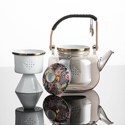 Enamel tea maker | Painted electric ceramic stove | High temperature resistant glass pot - Teas Story