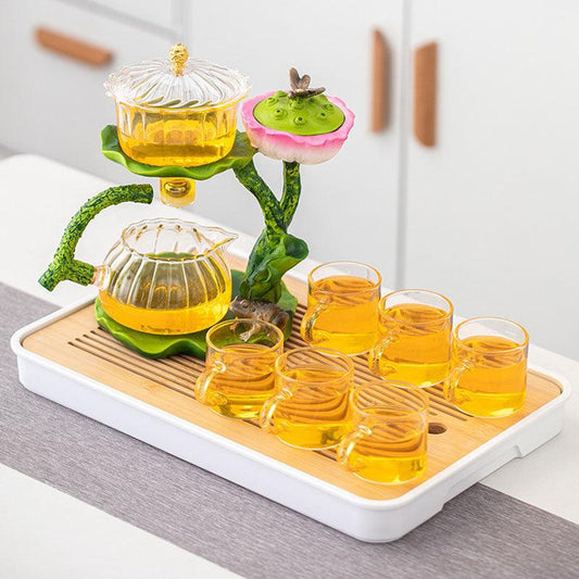 Lotus Glass Automatic Tea Set | Creative Tea Brewing Tool | Glass Teapot Set - Teas Story