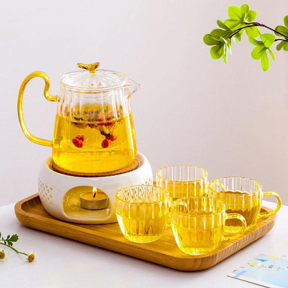 Glass Tea Set | Tea Water Separation Teapot | Candle Heater Teapot - Teas Story