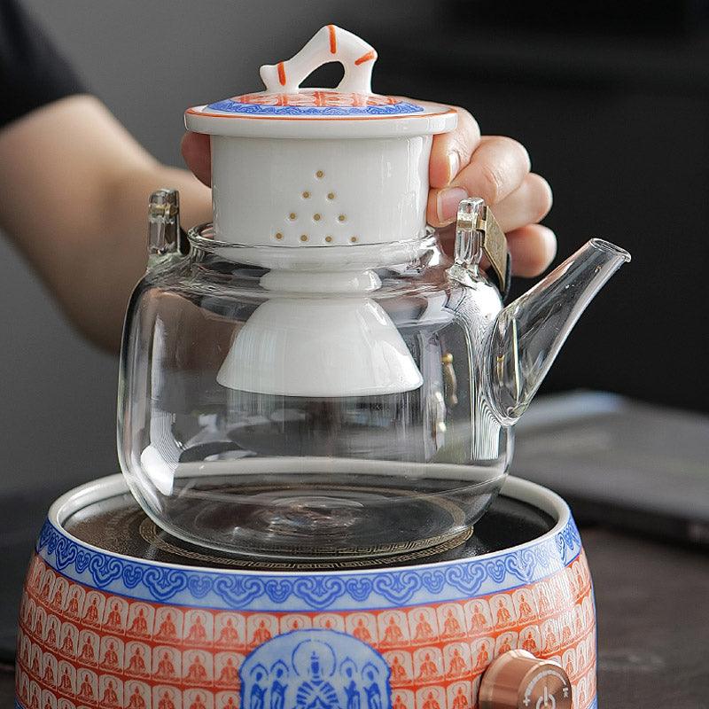 Thousand Buddha Zen Retro Glass Tea Set | Electric Kettle|Glass Teapot - Teas Story