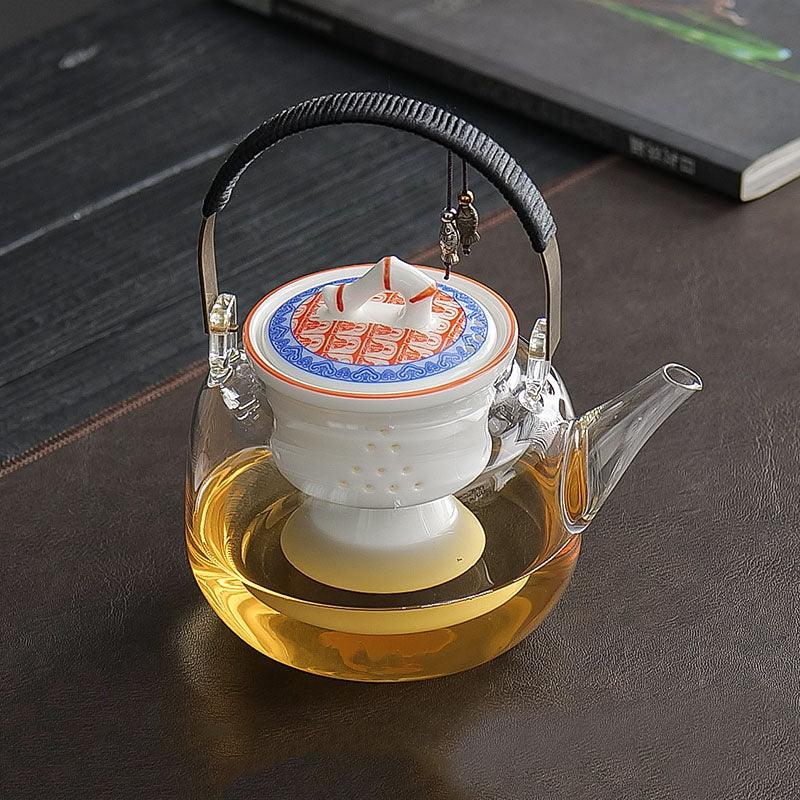 Thousand Buddha Zen Retro Glass Tea Set | Electric Tea Warmer Set - Teas Story