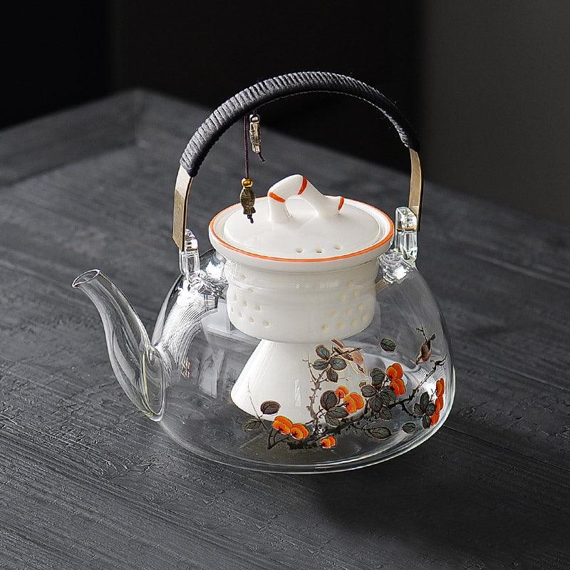 Persimmon Glass Tea Set | Electric Tea Heater | Glass Teapot Tea Set - Teas Story