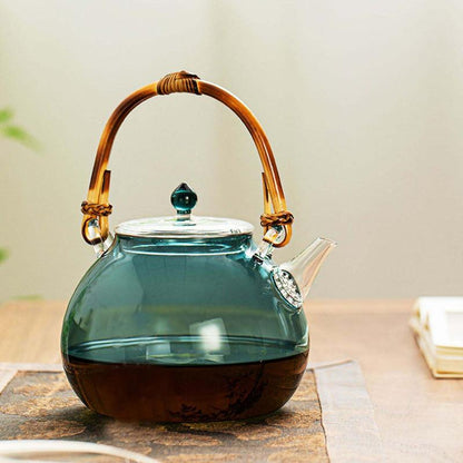 Hand Blown Glass Teapot | Vintage Teapot | Heat Resistant Teapot - Teas Story