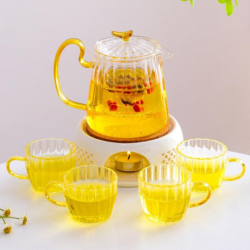 Glass Tea Set | Tea Water Separation Teapot | Candle Heater Teapot - Teas Story