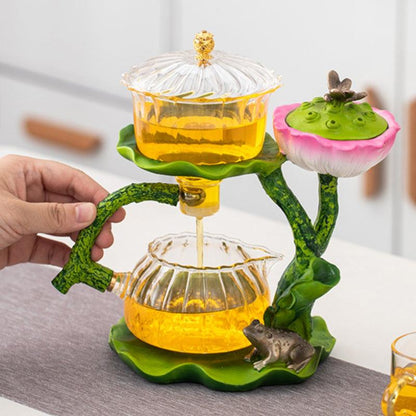 Lotus Glass Automatic Tea Set | Creative Tea Brewing Tool | Glass Teapot Set - Teas Story