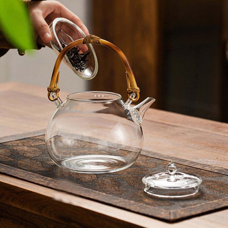 Hand Blown Glass Teapot | Vintage Teapot | Heat Resistant Teapot - Teas Story