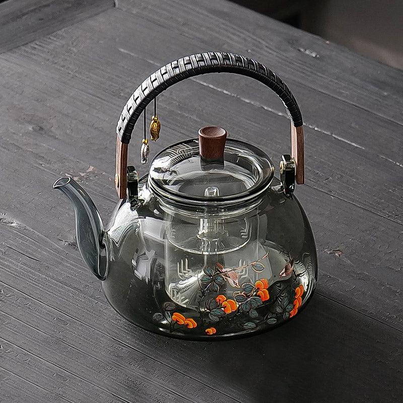 Persimmon Glass Tea Set | Electric Tea Heater | Glass Teapot Tea Set - Teas Story