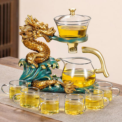 Dragon Glass Automatic Tea Set | Magnetic Heat-resistant Glass Tea Set - Teas Story