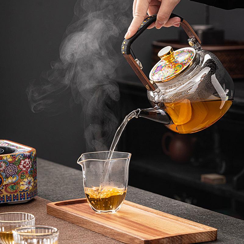 Enamel tea maker | Painted electric ceramic stove | High temperature resistant glass pot - Teas Story