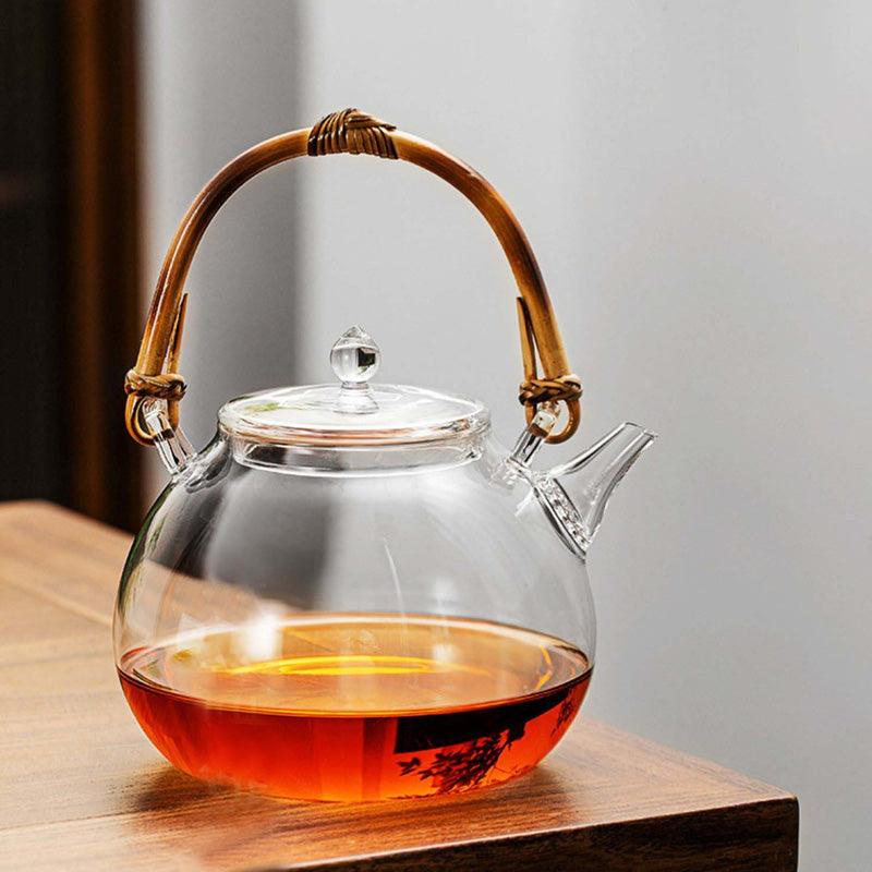 Hand Blown Glass Teapot | Vintage Teapot | Heat Resistant Teapot - Teas Story